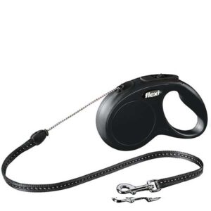 Flexi New Classic S CRNA špaga 5m - automatska vodilica za pse do 12kg