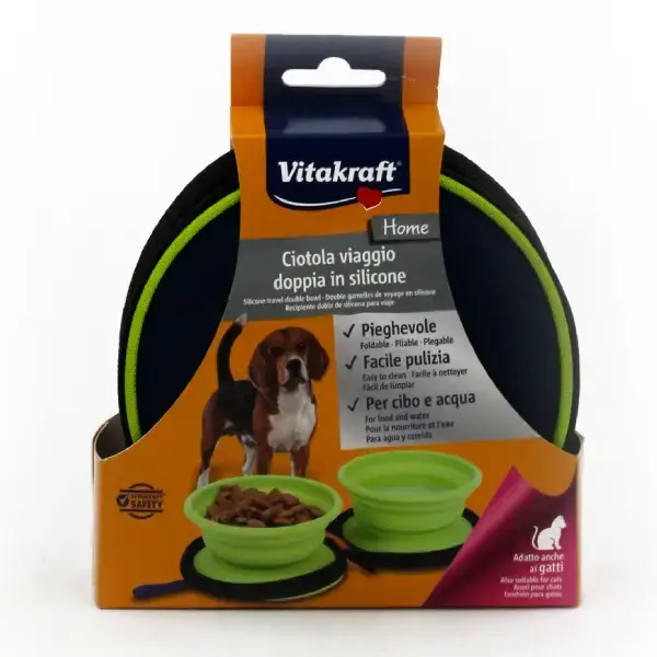Vitakraft silikonska dvostruka zdjelica za putovanja