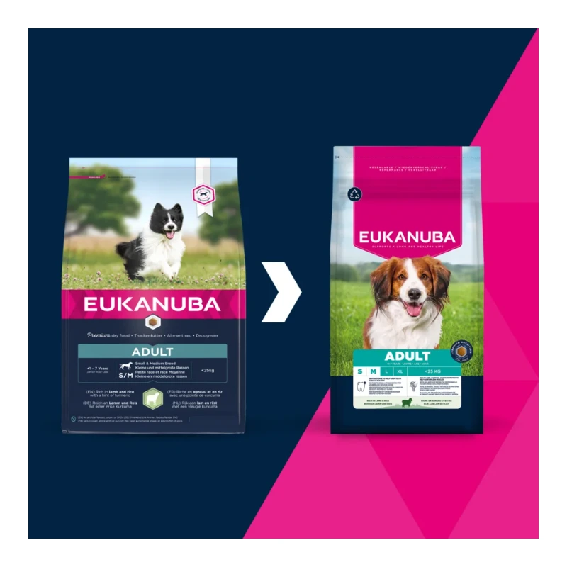 Eukanuba Adult Small/Medium Breed Janjetina & Riža 12 kg Eukanuba Adult Small-Medium Breed Janjetina & Riža