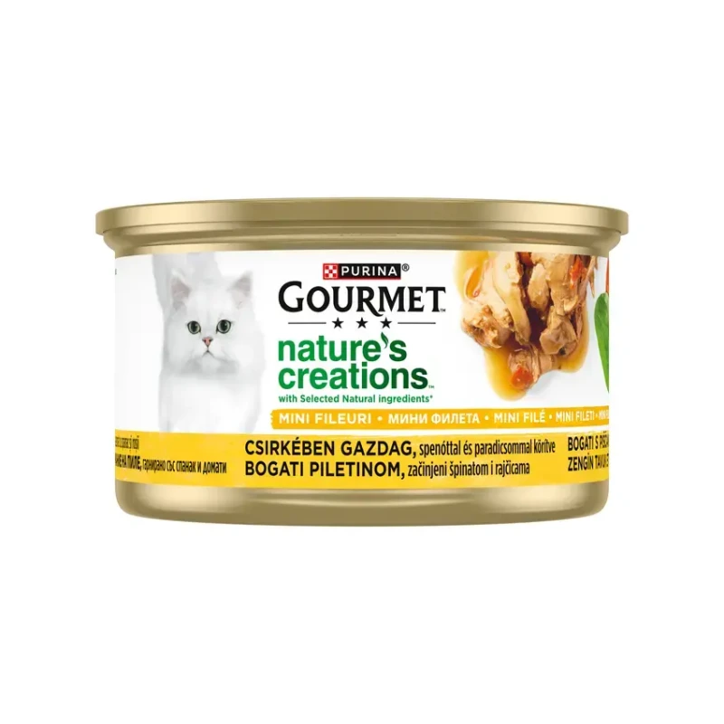 GOURMET Nature’s Creations s piletinom, špinatom i rajčicama 85g