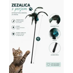 Zezalica s perjem za mačke 45 cm