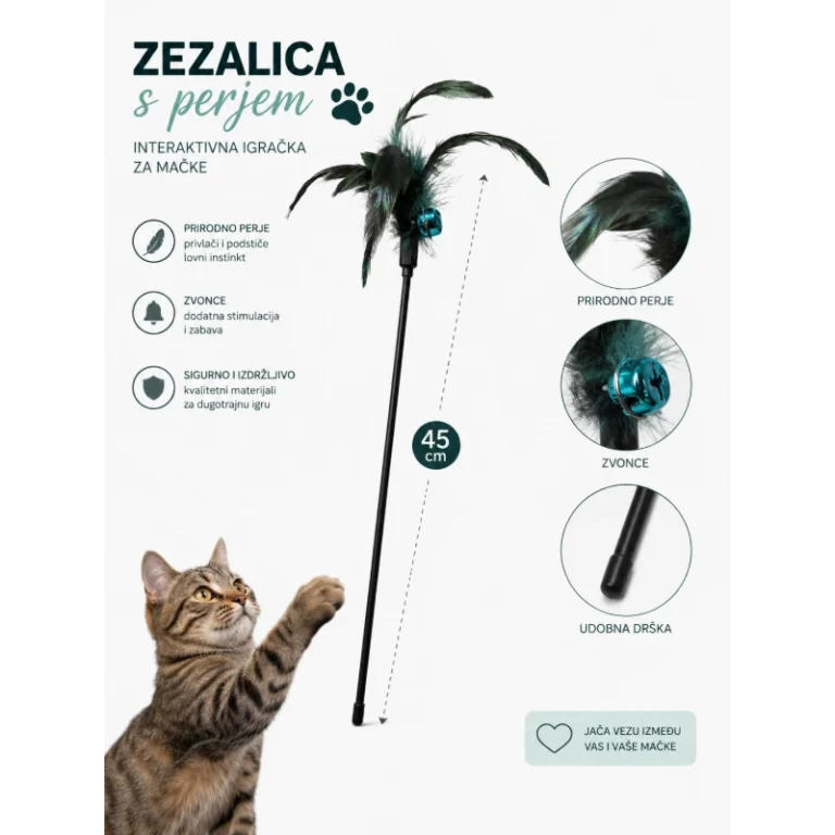 Toby Lex Zezalica s perjem za mačke 45cm